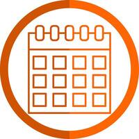 Calendar Line Orange Circle Icon vector