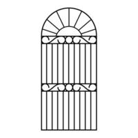 Classic elegant design of the gate frame. Black silhouette vintage mesh arched graphic pattern vector