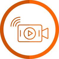 Live Stream Line Orange Circle Icon vector