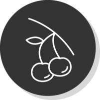 Cherries Line Grey Circle Icon vector