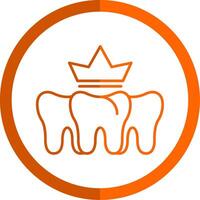 Dental Crown Line Orange Circle Icon vector