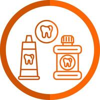 dental cuidado línea naranja circulo icono vector