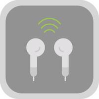 Earbuds Flat Round Corner Icon vector