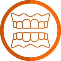 Denture Line Orange Circle Icon vector
