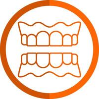 dentadura línea naranja circulo icono vector