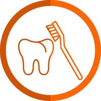 Toothbrush Line Orange Circle Icon vector