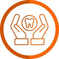 dental cuidado línea naranja circulo icono vector