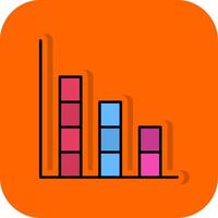 Bar Graph Filled Orange background Icon vector