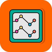 Line Chart Filled Orange background Icon vector