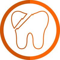 Broken Tooth Line Orange Circle Icon vector
