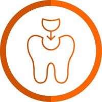 Tooth Filling Line Orange Circle Icon vector