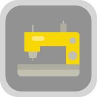 Sewing Machine Flat Round Corner Icon vector