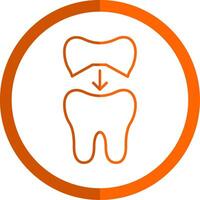 diente gorra línea naranja circulo icono vector