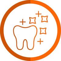 diente blanqueo línea naranja circulo icono vector