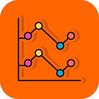 Line Chart Filled Orange background Icon vector