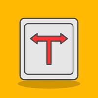 T Junction Filled Shadow Icon vector