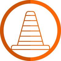 Traffic Cone Line Orange Circle Icon vector