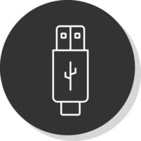 USB línea gris circulo icono vector