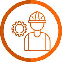 Worker Line Orange Circle Icon vector