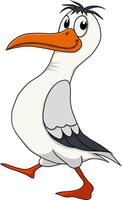 cartoon of a funny seagull walking vector