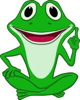 a cartoon frog sitting and smiling vector