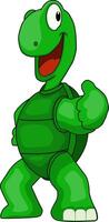 cartoon of a funny turtle and thumbs up vector