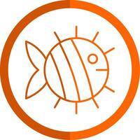 pescado línea naranja circulo icono vector