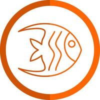 Angelfish Line Orange Circle Icon vector