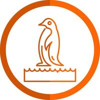 Penguin Line Orange Circle Icon vector