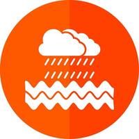 Rain Glyph Red Circle Icon vector