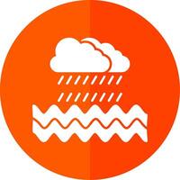 Rain Glyph Red Circle Icon vector