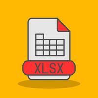 xlsx lleno sombra icono vector