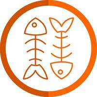 Fishbone Line Orange Circle Icon vector