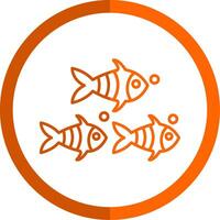 pescado línea naranja circulo icono vector