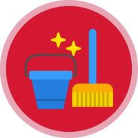 Cleaning Tools Flat Multi Circle Icon vector
