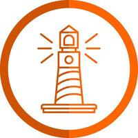 Lighthouse Line Orange Circle Icon vector