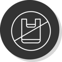 No Plastic Bag Line Grey Circle Icon vector