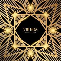 Luxury geometric linear template. Golden vintage frame. Art deco style gold background for banner, poster, cover. Retro line art with glitter, shine. Abstract minimalist gatsby style pattern vector