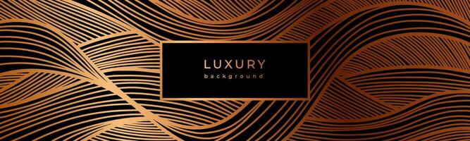 Luxury linear golden abstract background. Bronze wavy pattern with lines. illustration. Shiny outline waves. Banner with striped texture vector