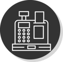 Cash Machine Line Grey Circle Icon vector