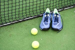 Paddle tennis and artificial grass, close up image photo