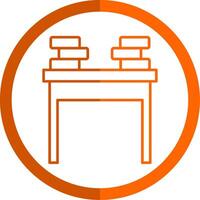 School Desk Line Orange Circle Icon vector