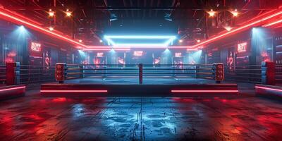 AI Generated Clean grand combat arena in bright lights photo