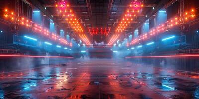 AI Generated Clean grand combat arena in bright lights photo