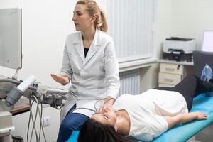 Doctor and patient. Ultrasound equipment. Diagnostics. Sonography. photo