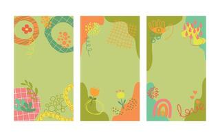 Set of Summer Vertical Backgrounds Collection Instagram Stories Abstract Poster Flat Style vector