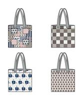 Collection flat fabric shopper bags vector