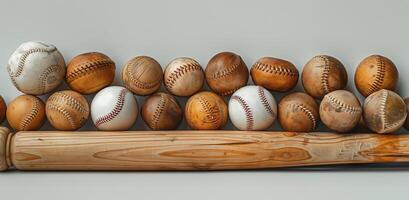 ai generado 3d representación de un baloncesto, béisbol, y fútbol pelotas foto