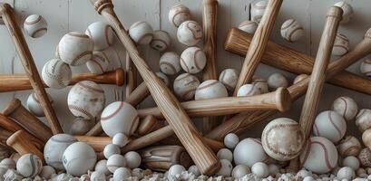 AI Generated  baseball bat and balls pattern photo