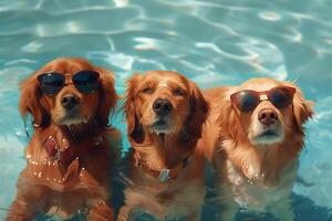 AI Generated Portrait of dogs playing in the pool photo